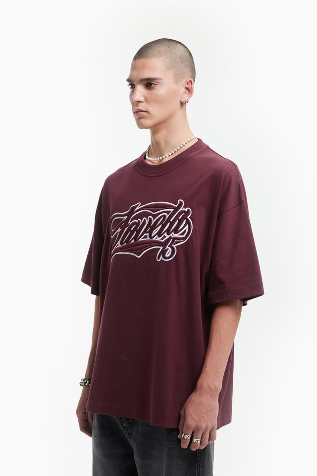 NEW 3D COLLEGE BURGUNDY T-SHIRT