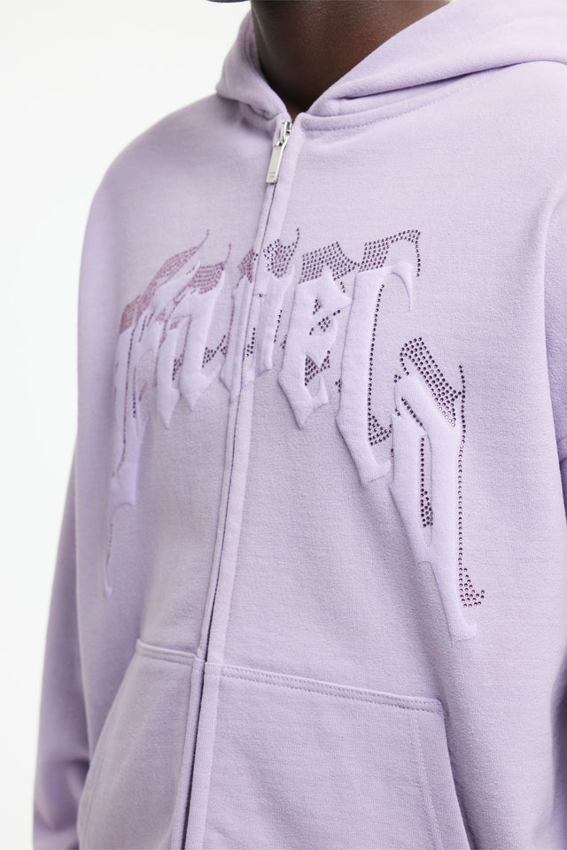 AVES RHINESTONE PASTEL PURPLE FRONT ZIP