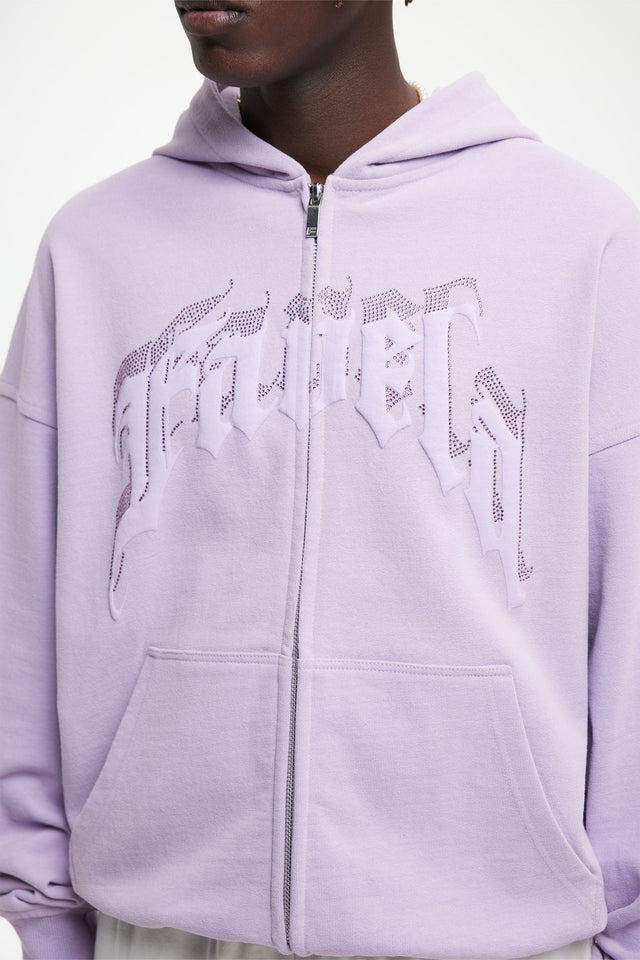 AVES RHINESTONE PASTEL PURPLE FRONT ZIP