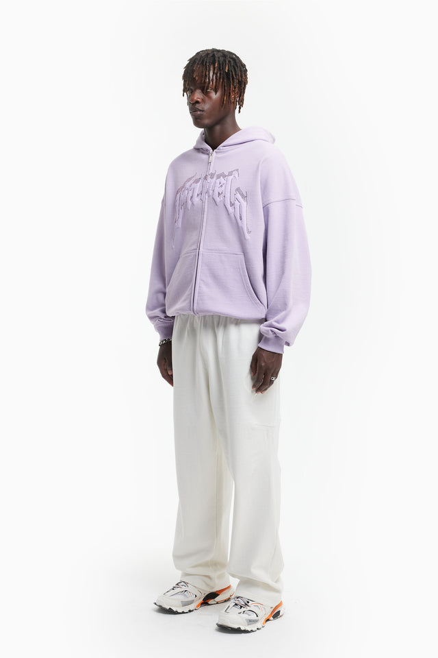 AVES RHINESTONE PASTEL PURPLE FRONT ZIP