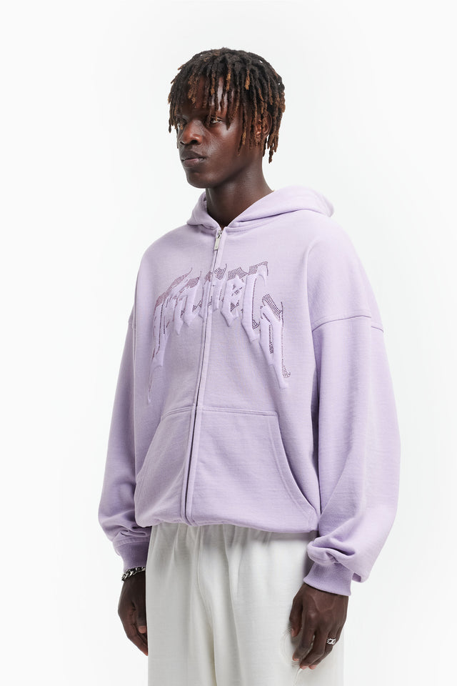 AVES RHINESTONE PASTEL PURPLE FRONT ZIP