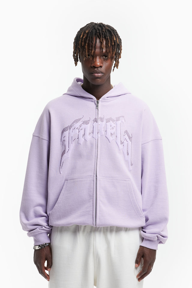 AVES RHINESTONE PASTEL PURPLE FRONT ZIP
