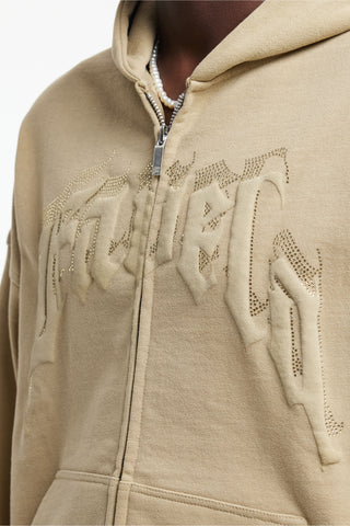 AVES RHINESTONE TWILL FRONT ZIP