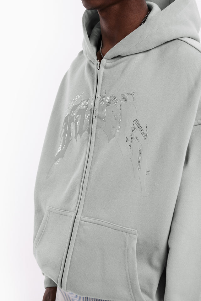 AVES RHINESTONE LIGHT GREEN TR FRONTZIP