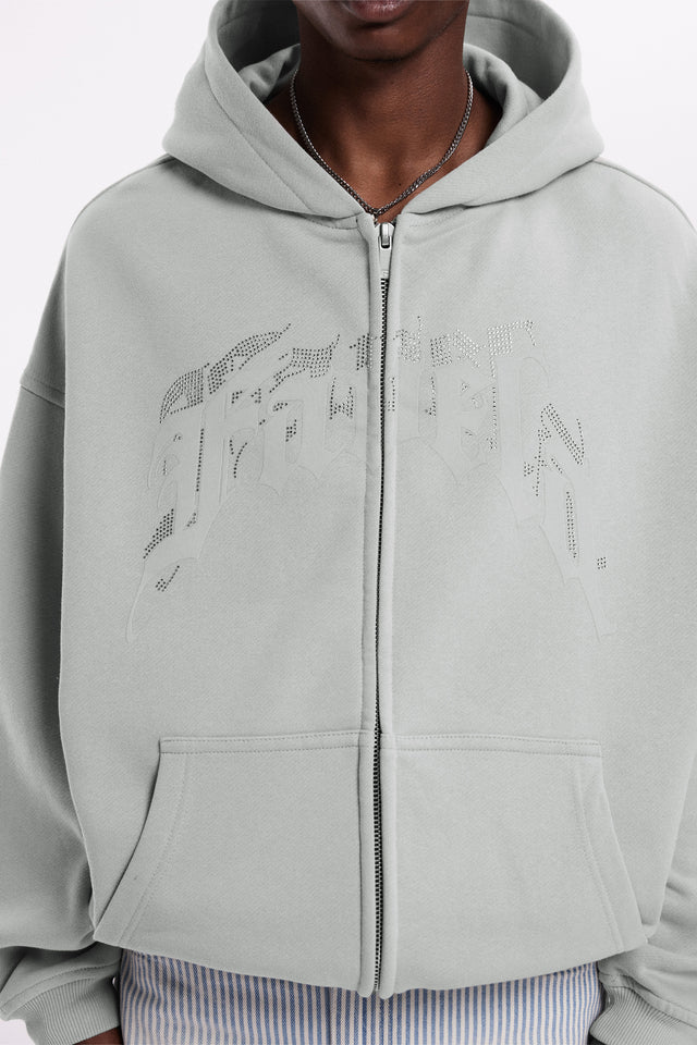 AVES RHINESTONE LIGHT GREEN TR FRONTZIP