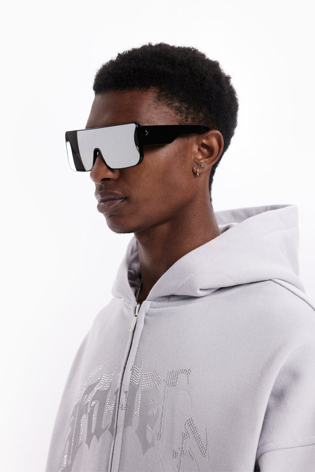 AVES RHINESTONE GRAY TR FRONT ZIP