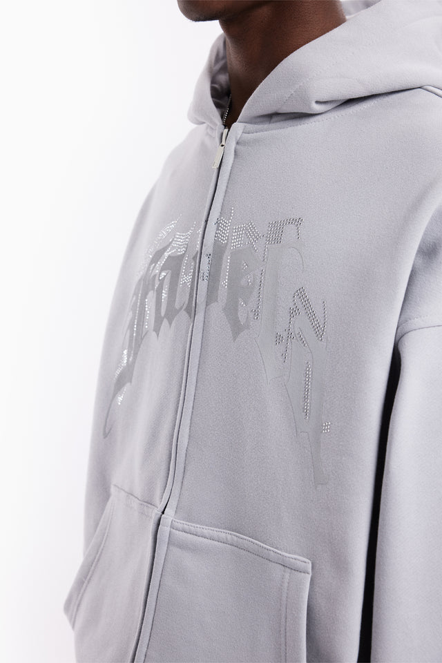 AVES RHINESTONE GRAY TR FRONT ZIP