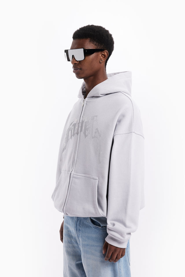 AVES RHINESTONE GRAY TR FRONT ZIP