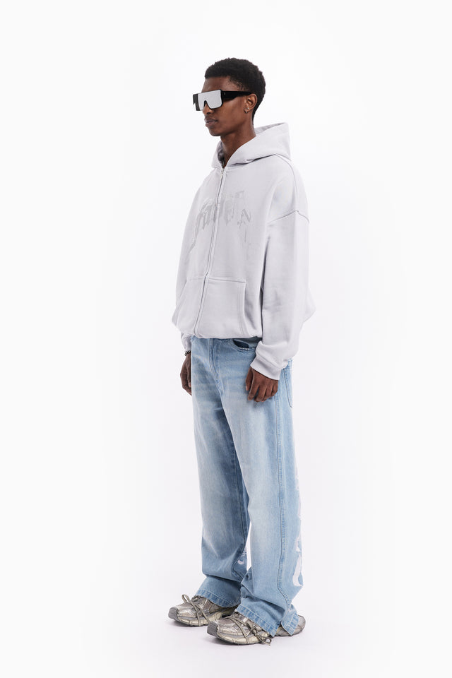 AVES RHINESTONE GRAY TR FRONT ZIP