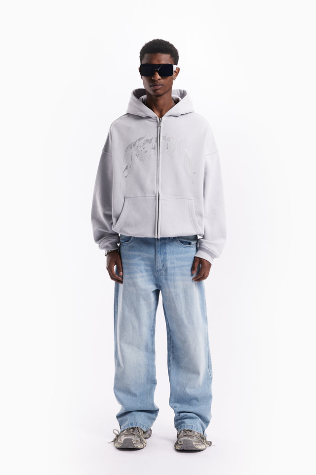 AVES RHINESTONE GRAY TR FRONT ZIP