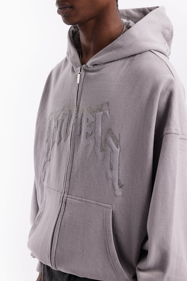 AVES RHINESTONE GRAY PA FRONT ZIP