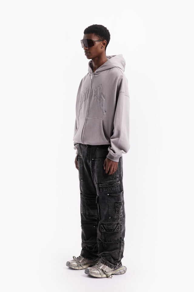 AVES RHINESTONE GRAY PA FRONT ZIP