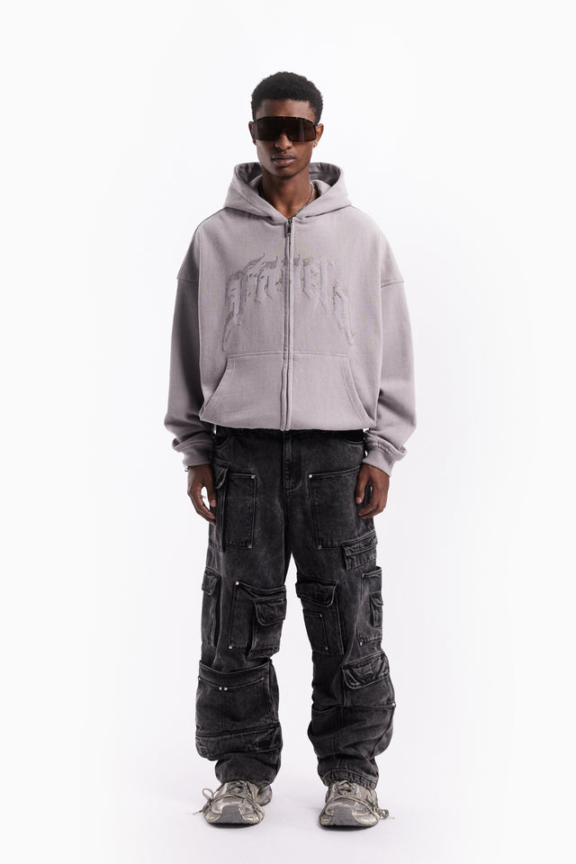 AVES RHINESTONE GRAY PA FRONT ZIP
