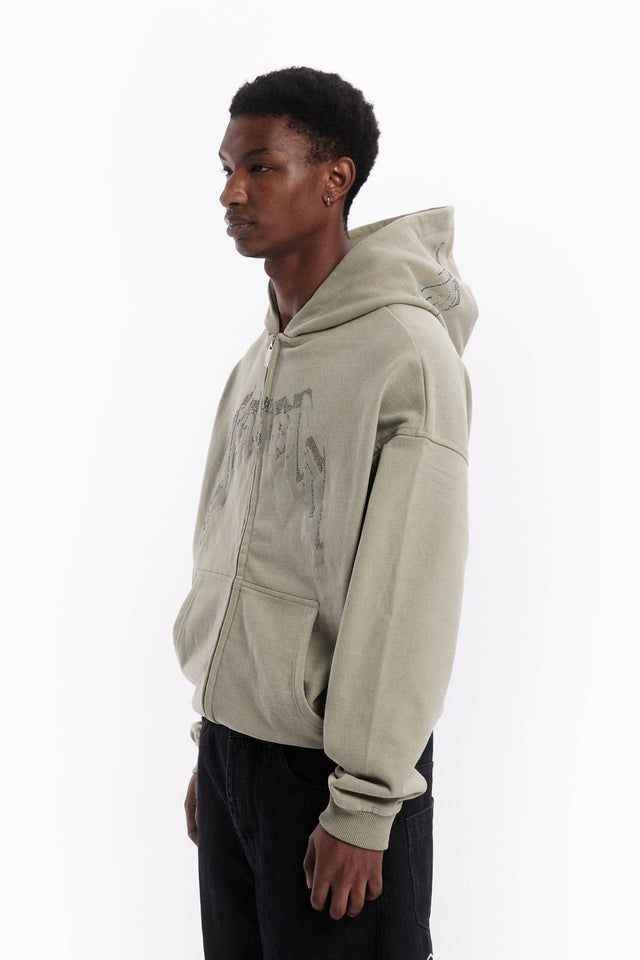 AVES RHINESTONE SEA GRASS FRONT ZIP