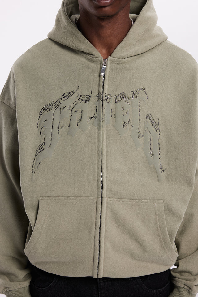 AVES RHINESTONE SEA GRASS FRONT ZIP