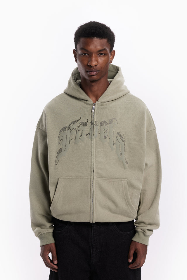 AVES RHINESTONE SEA GRASS FRONT ZIP