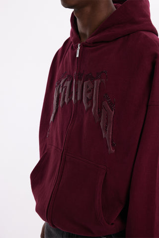 AVES RHINESTONE BORDEAUX FRONT ZIP