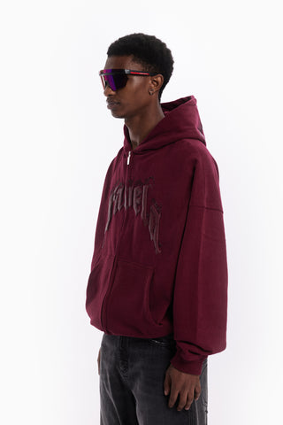 AVES RHINESTONE BORDEAUX FRONT ZIP