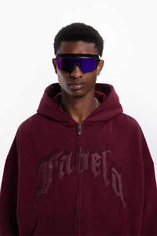 AVES RHINESTONE BORDEAUX FRONT ZIP