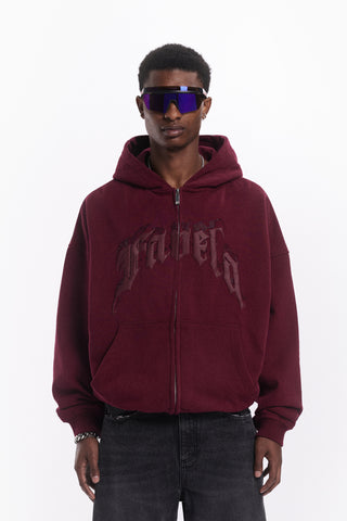 AVES RHINESTONE BORDEAUX FRONT ZIP