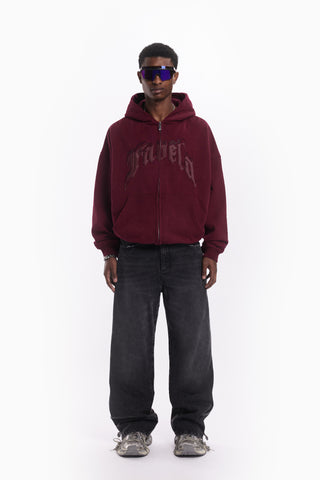 AVES RHINESTONE BORDEAUX FRONT ZIP