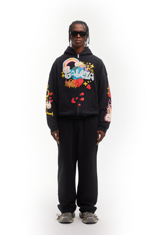 HEAVEN ON EARTH BLACK FRONT ZIP