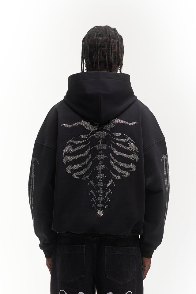 RIBCAGE RHINESTONE BLACK FRONTZIP