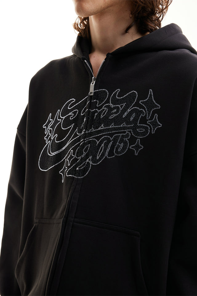 RHINESTONE 2015 BLACK FRONT ZIP