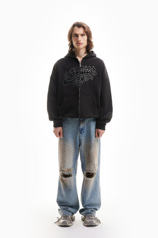 RHINESTONE 2015 BLACK FRONTZIP