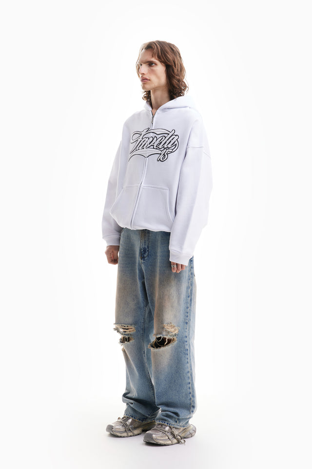 NEW 3D COLLEGE WHITE FRONTZIP