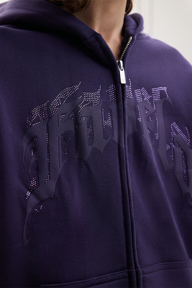 AVES RHINESTONE PLUM FRONT ZIP