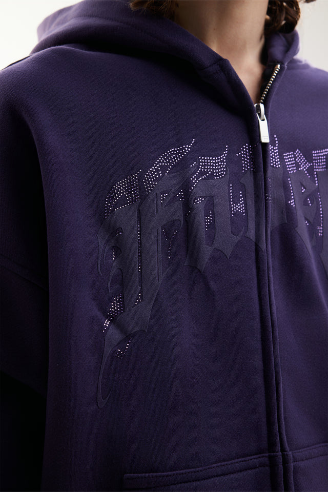 AVES RHINESTONE PLUM FRONT ZIP