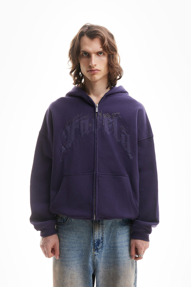 AVES RHINESTONE PLUM FRONT ZIP