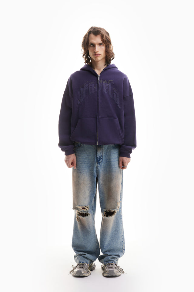 AVES RHINESTONE PLUM FRONT ZIP