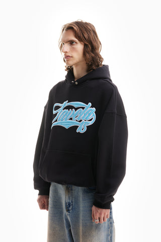 NEW 3D COLLEGE BABYBLUE/WHITE BLACK SNAP BUTTON HOODIE
