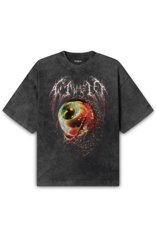 EYE BLACK WASHED DISTRESSED T-SHIRT