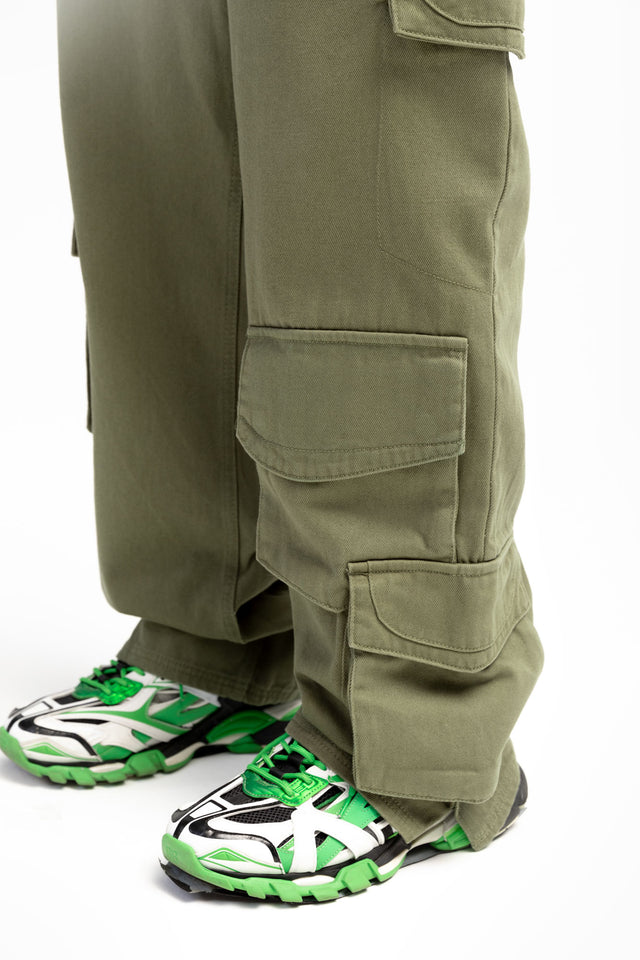 FIVE POCKET OLIVE CARGO PANTS