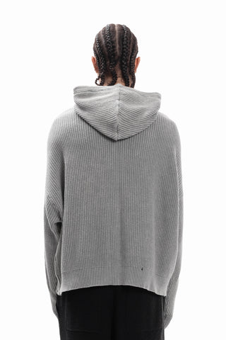 DISTRESSED KNIT CANVAS GREY WASHED FRONTZIP