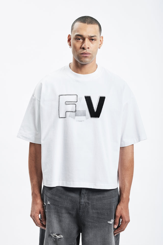 FAV TAPE BOXY WHITE T-SHIRT