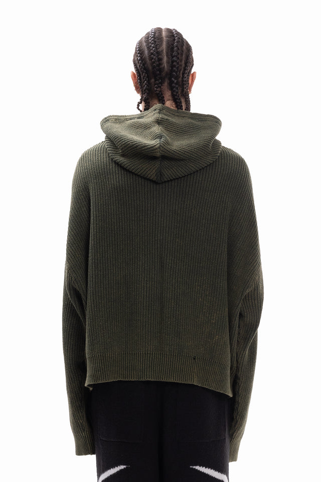 KNIT CANVAS FRONT ZIPPER GREEN WASHED
