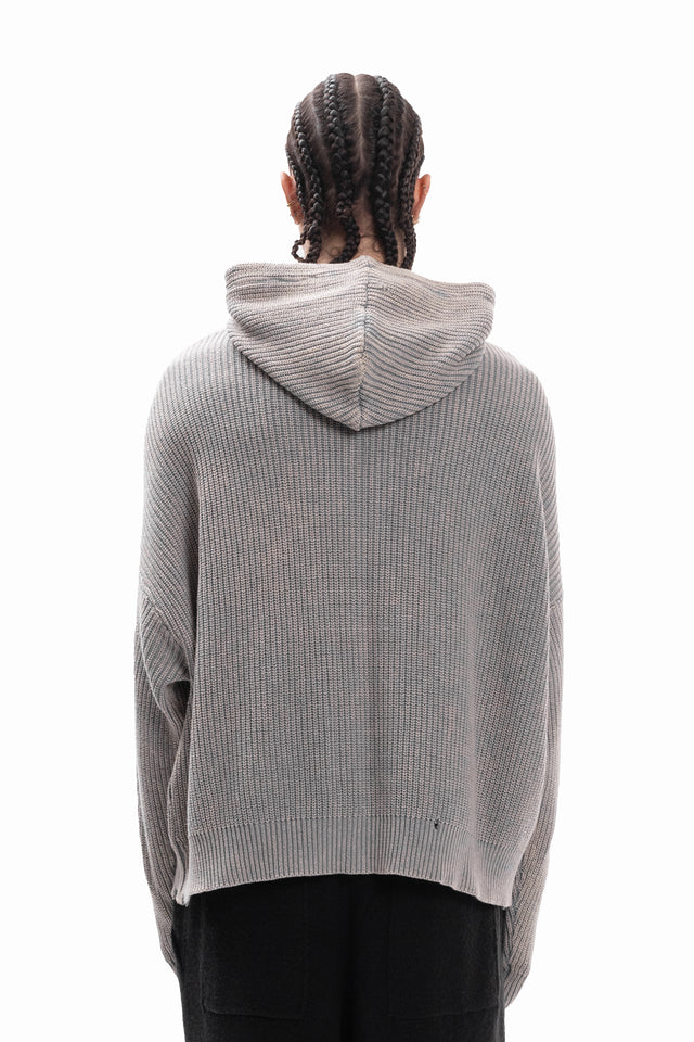 KNIT CANVAS FRONT ZIPPER GREY WASHED