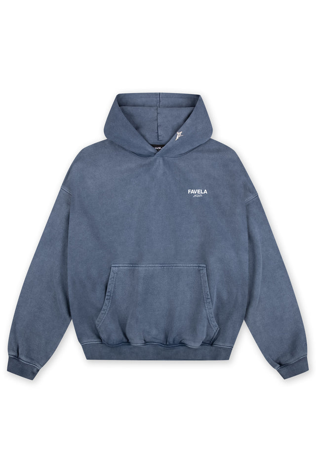 FIRST RUN BLUE SAND WASHED HOODIE