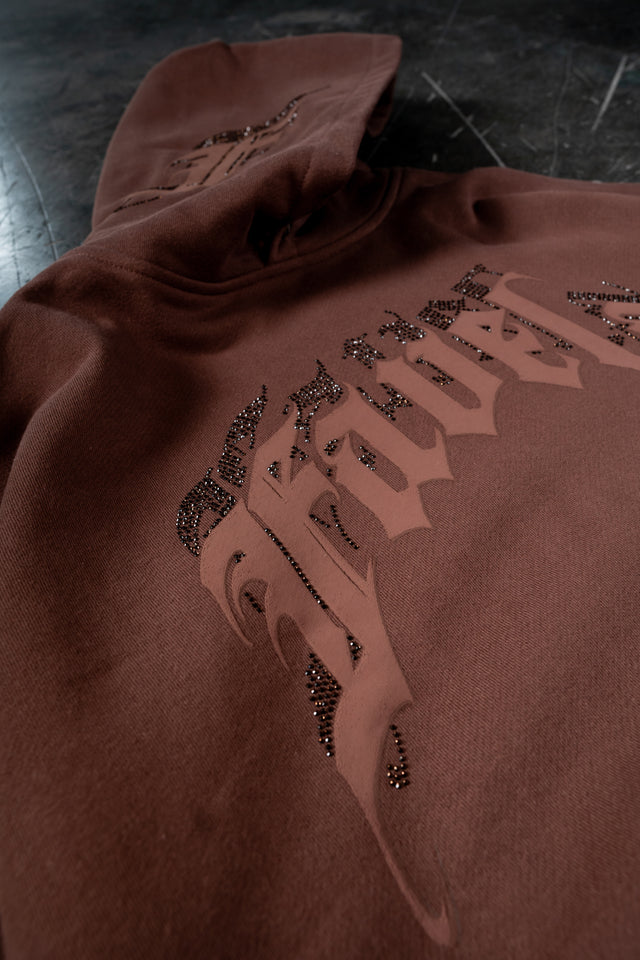 AVES RHINESTONE NEW COFFEE SNAP BUTTON HOODIE