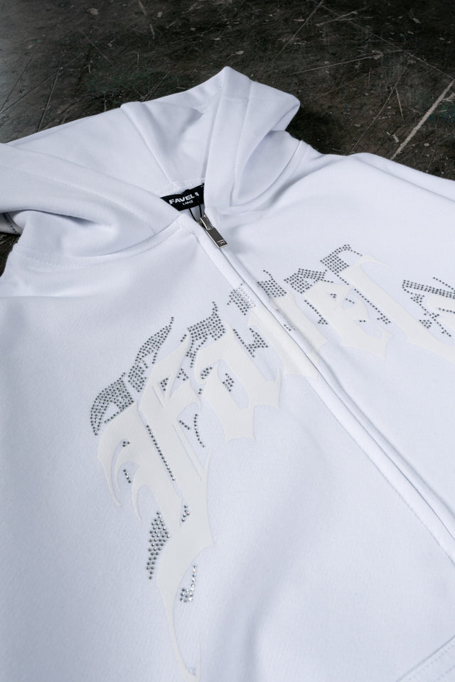 AVES RHINESTONE WHITE FRONT ZIP