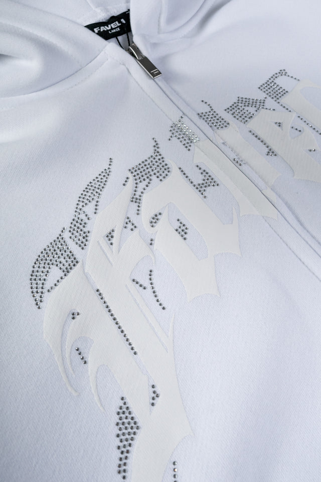 AVES RHINESTONE WHITE FRONT ZIP