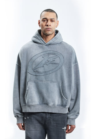 F PATCH GREY WASHED HOODIE