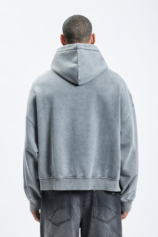 F PATCH GREY WASHED HOODIE