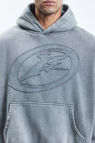 F PATCH GREY WASHED HOODIE