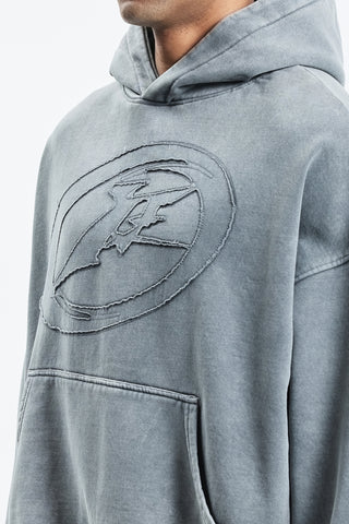 F PATCH GREY WASHED HOODIE