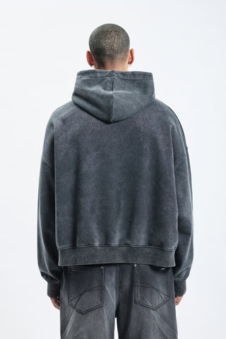 F PATCH BLACK WASHED HOODIE